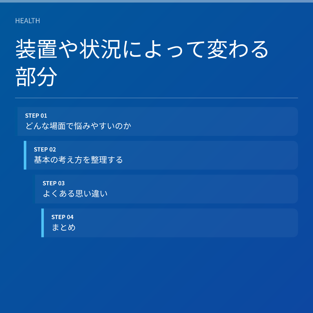 装置や状況によって変わる部分
