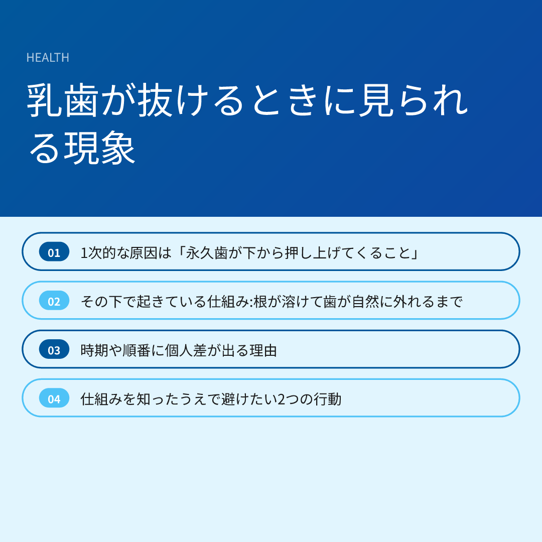 乳歯が抜けるときに見られる現象