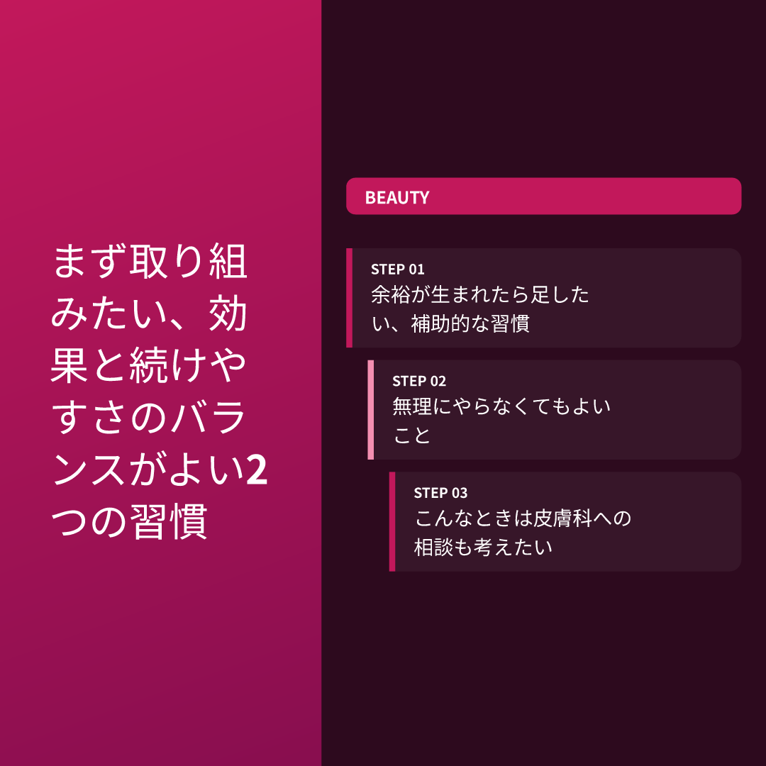 まず取り組みたい、効果と続けやすさのバランスがよい2つの習慣