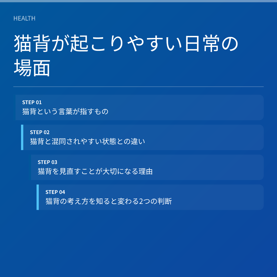 猫背が起こりやすい日常の場面