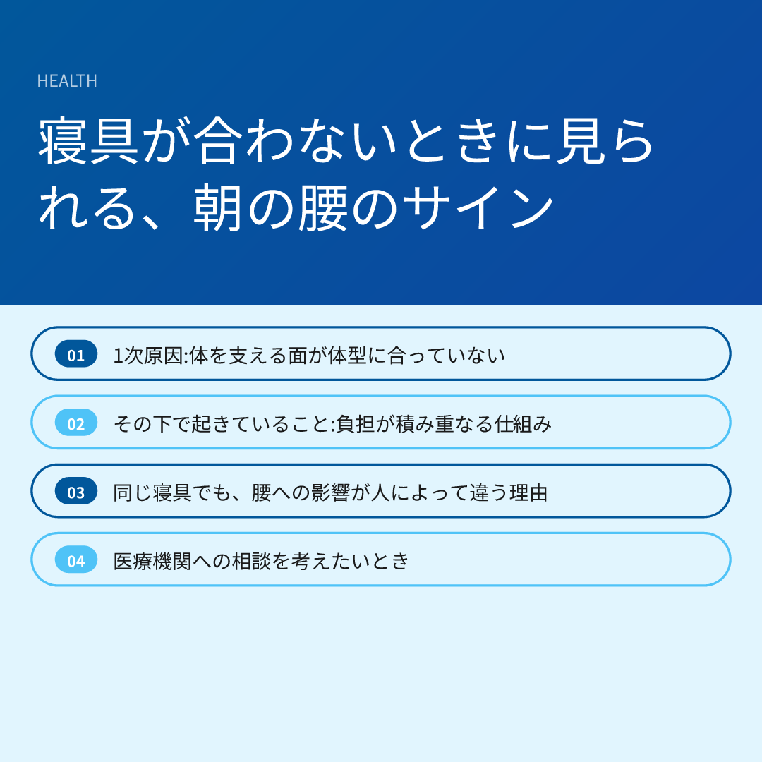 寝具が合わないときに見られる、朝の腰のサイン