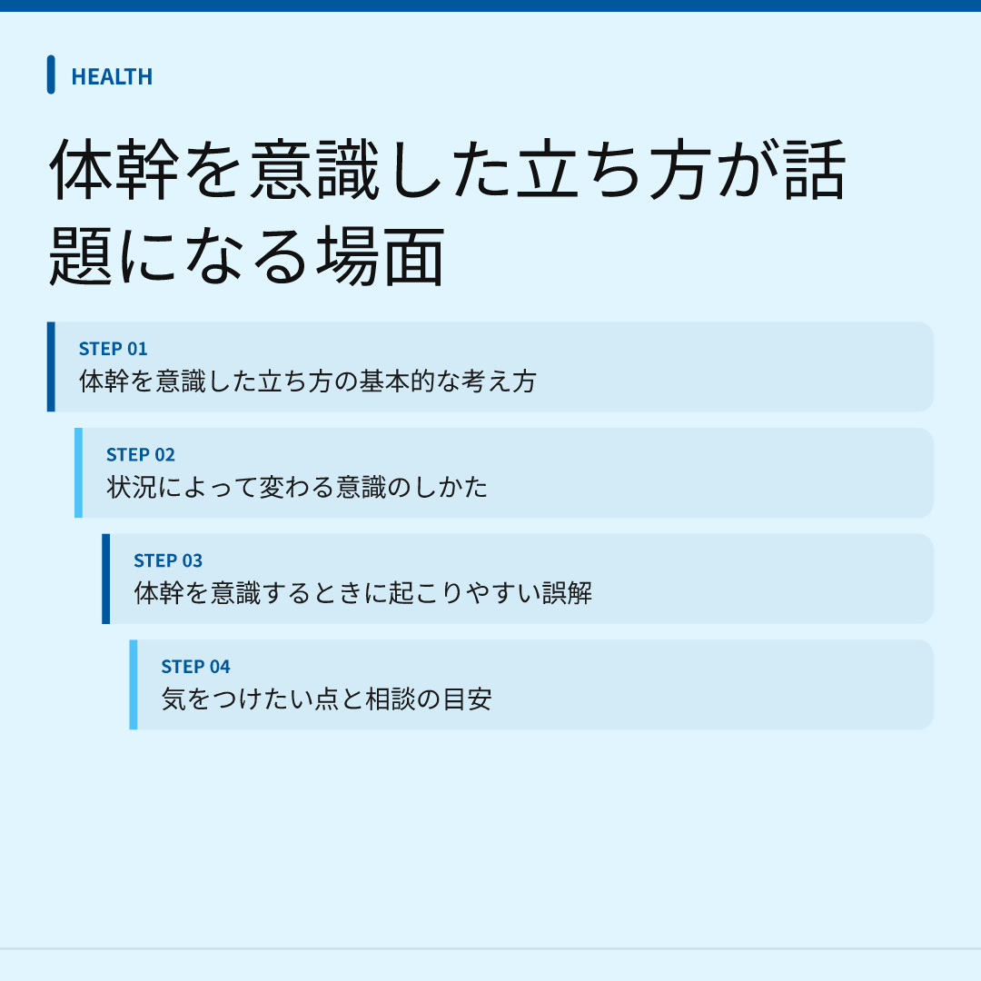 体幹を意識した立ち方が話題になる場面