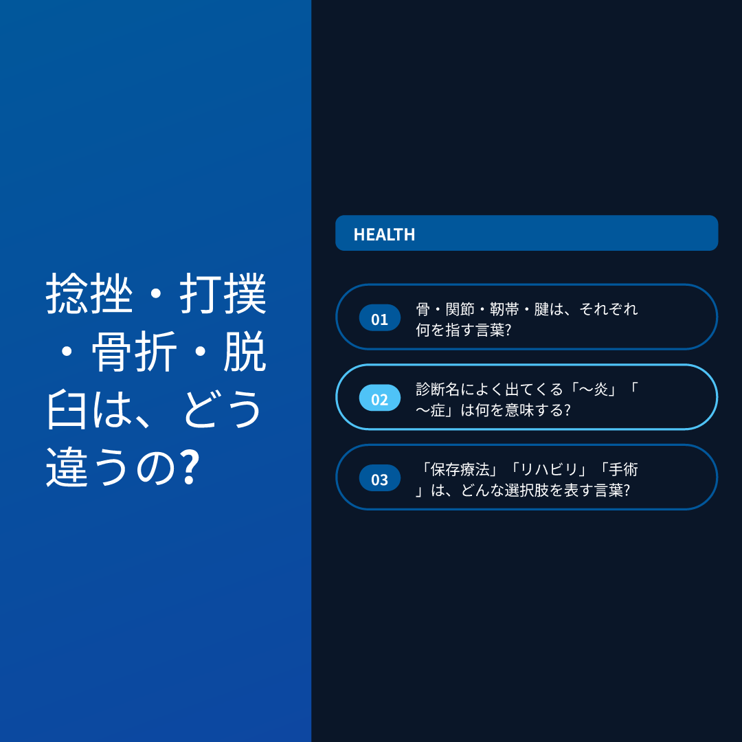 捻挫・打撲・骨折・脱臼は、どう違うの?