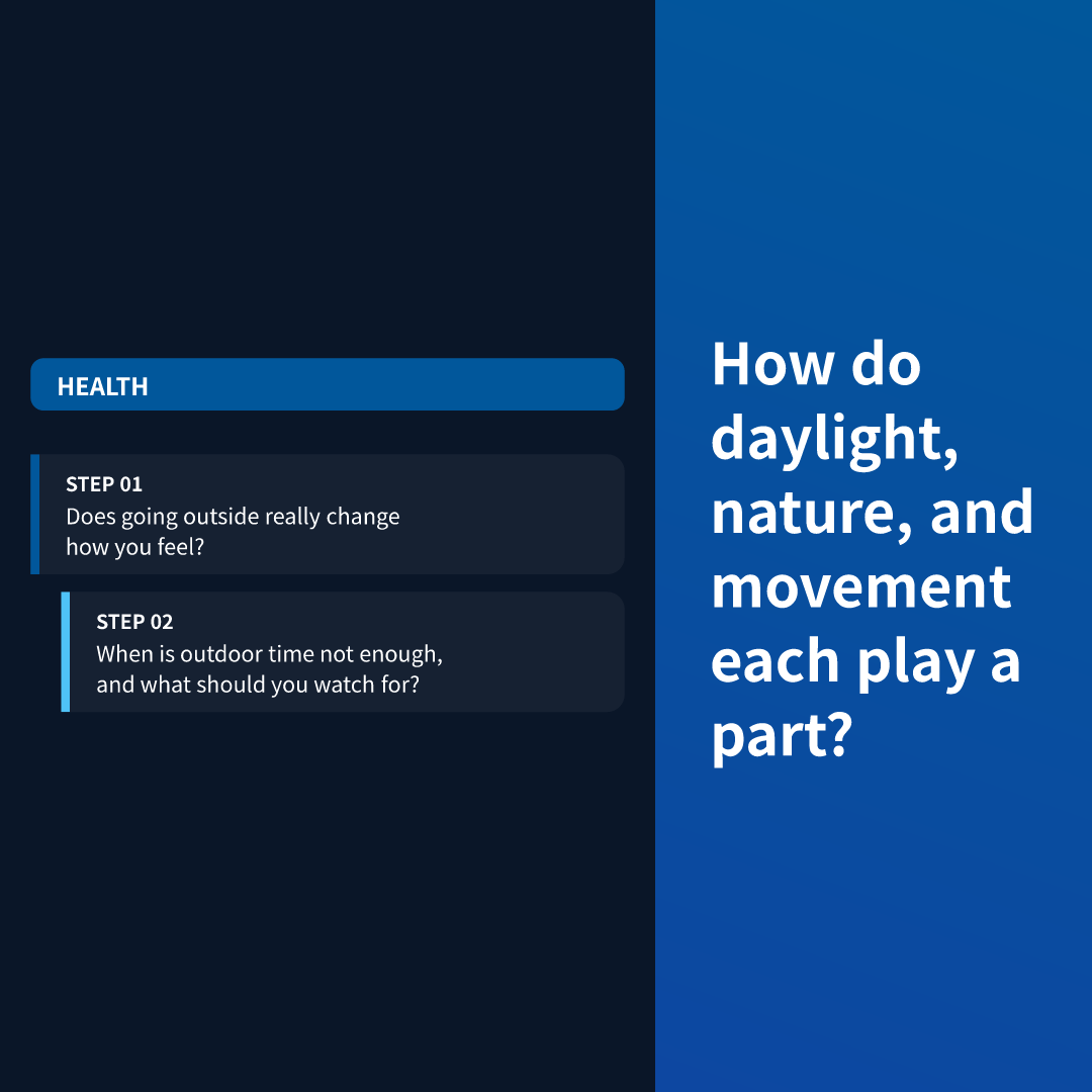 How do daylight, nature, and movement each play a part?