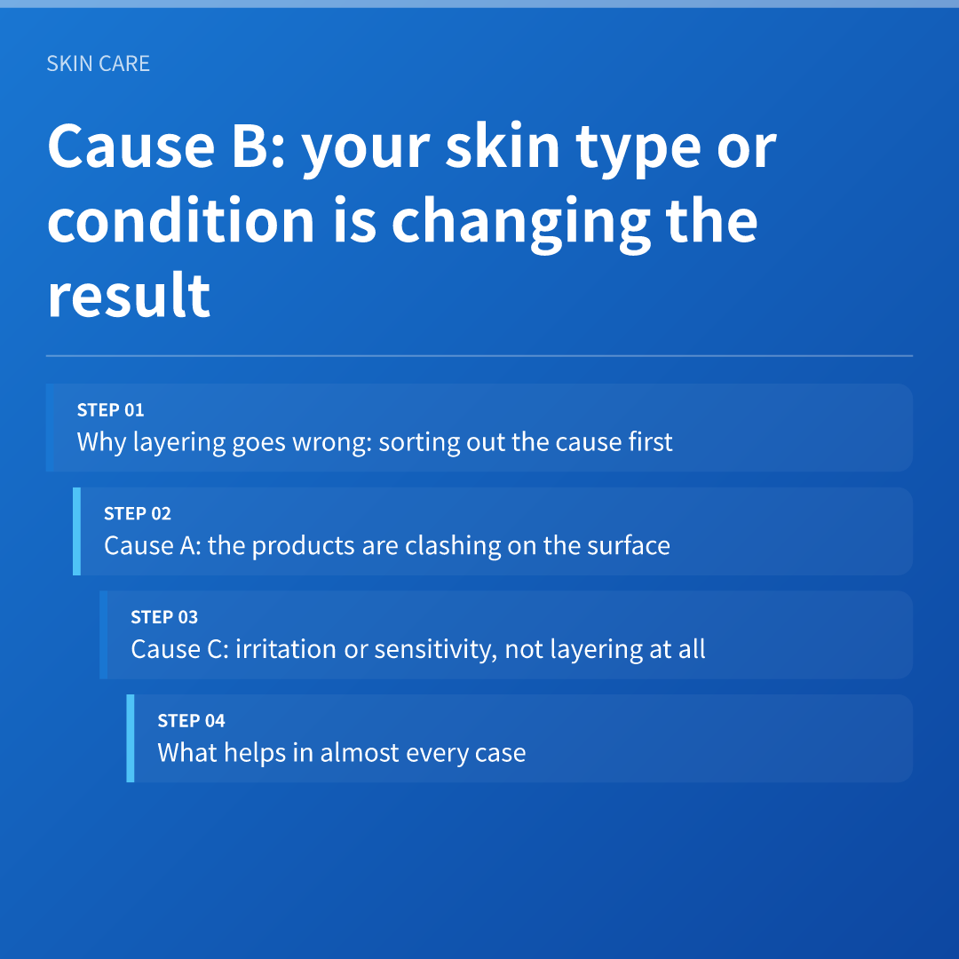 Cause B: your skin type or condition is changing the result