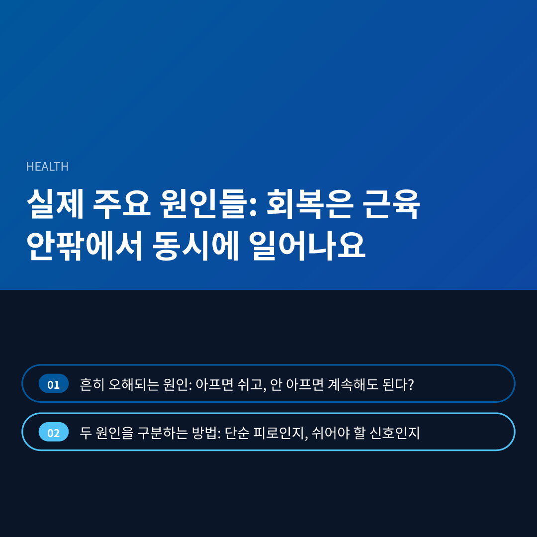 실제 주요 원인들: 회복은 근육 안팎에서 동시에 일어나요