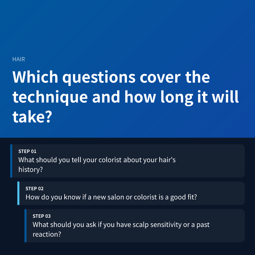 Which questions cover the technique and how long it will take?