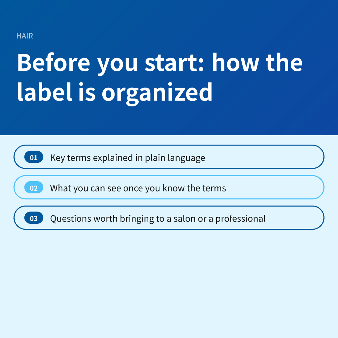 Before you start: how the label is organized