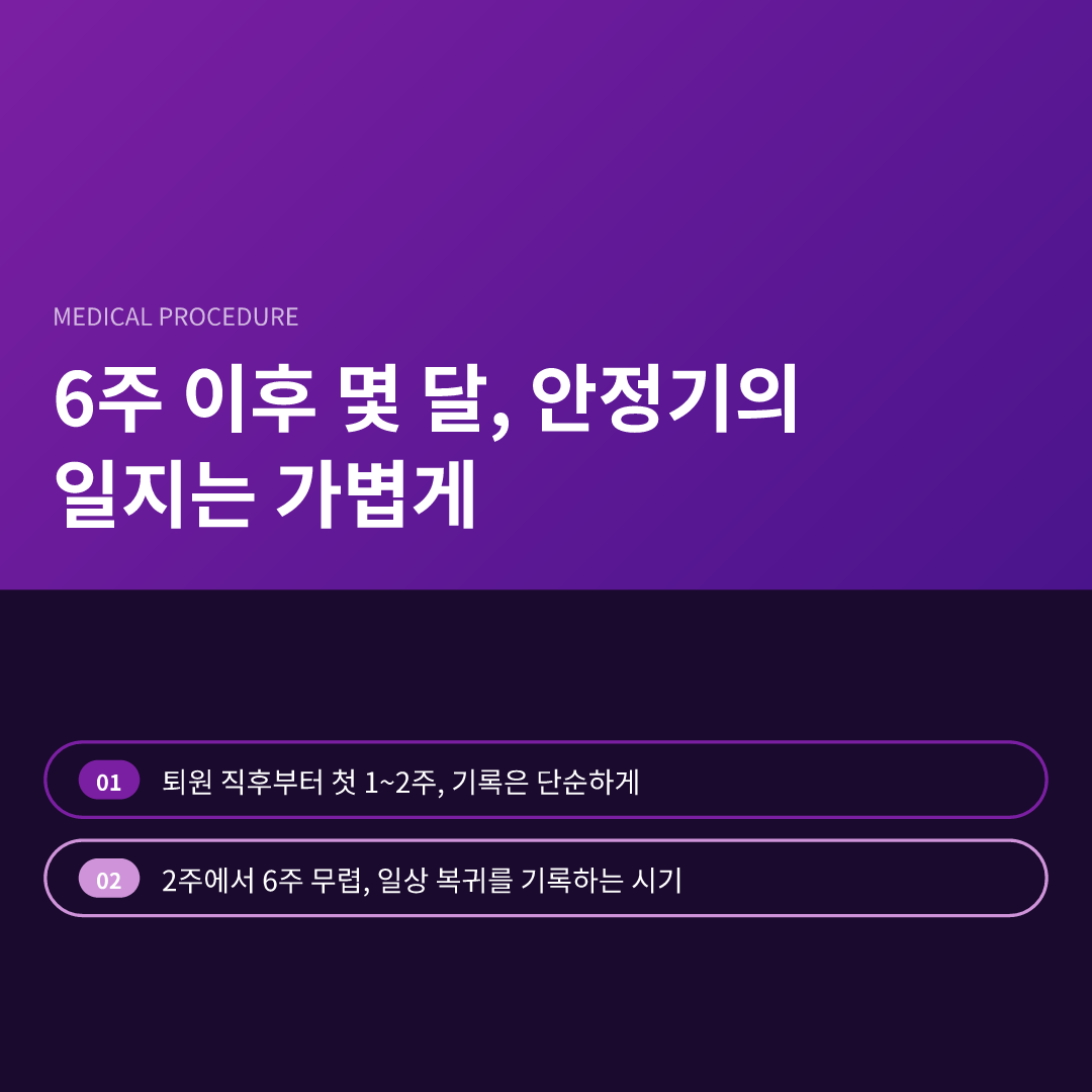 6주 이후 몇 달, 안정기의 일지는 가볍게