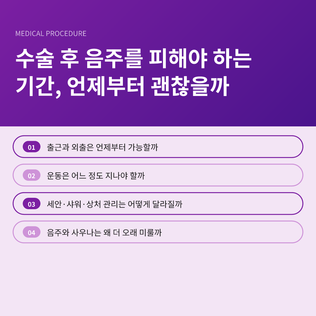 수술 후 음주를 피해야 하는 기간, 언제부터 괜찮을까 - 수술 후 음주를 피해야 하는 기간