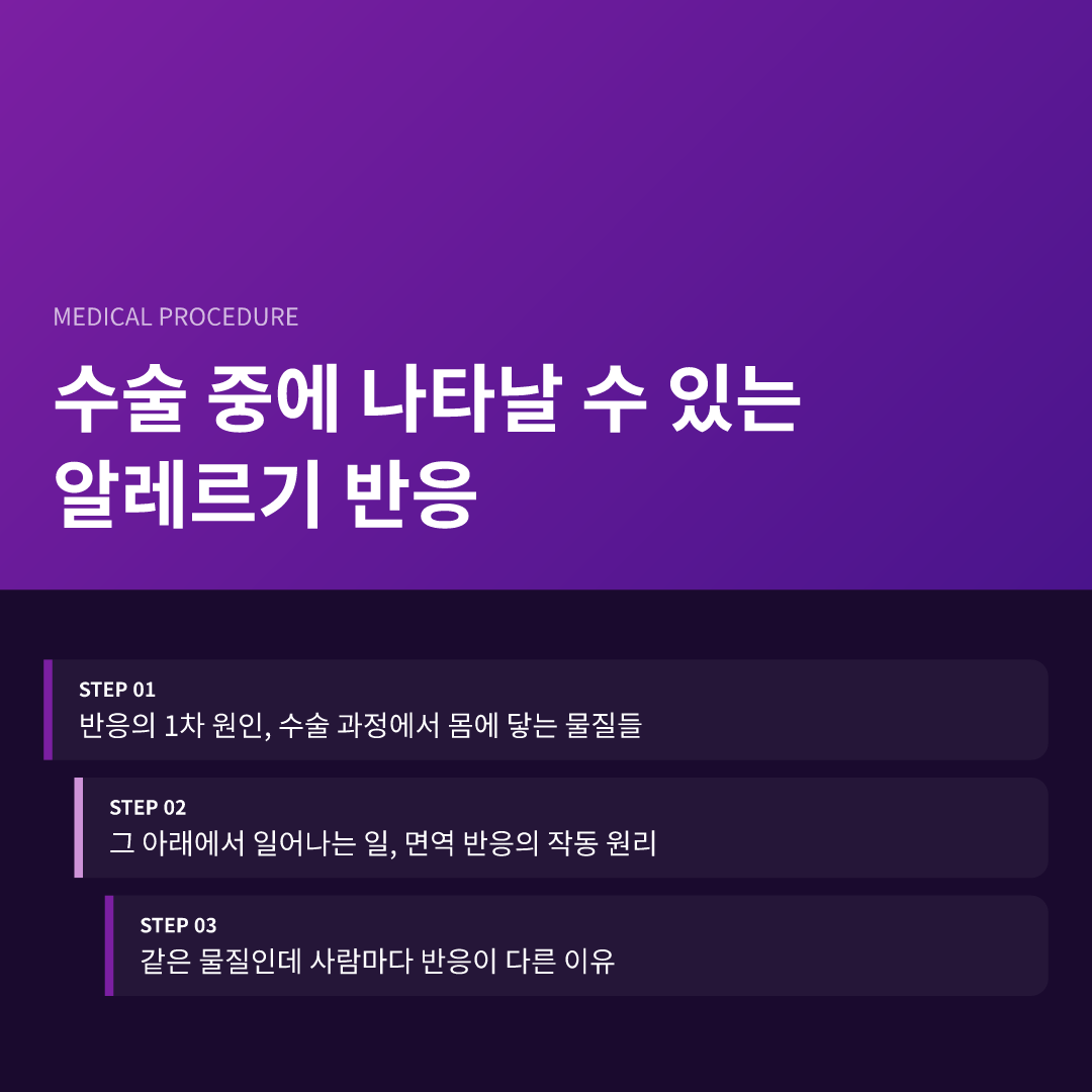 수술 중에 나타날 수 있는 알레르기 반응