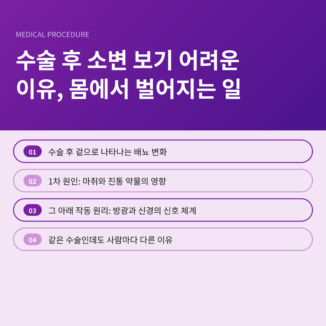 수술 후 소변 보기 어려운 이유, 몸에서 벌어지는 일 - 수술 후 소변 보기 어려운 이유
