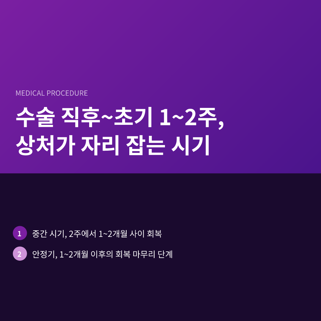 수술 직후~초기 1~2주, 상처가 자리 잡는 시기