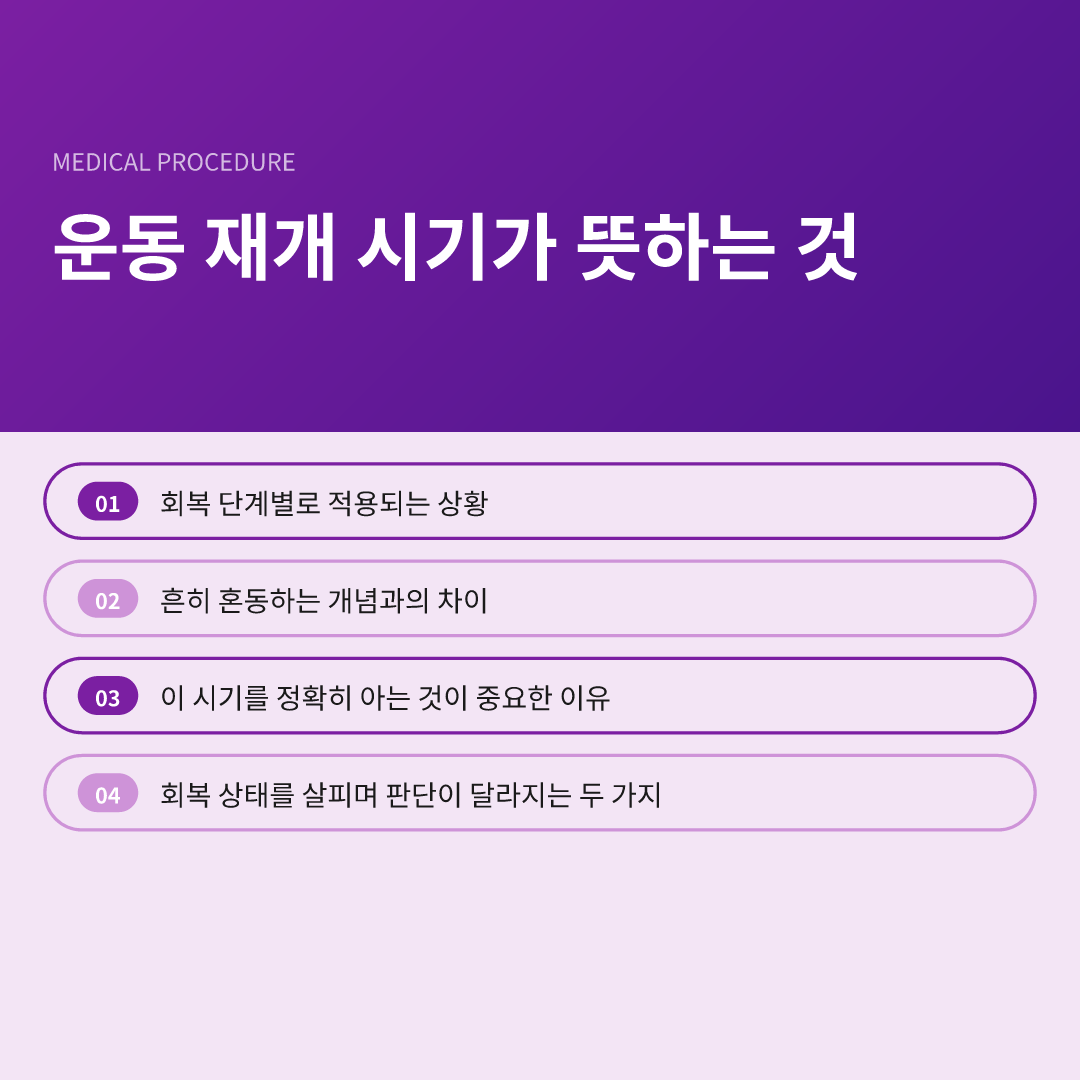 운동 재개 시기가 뜻하는 것