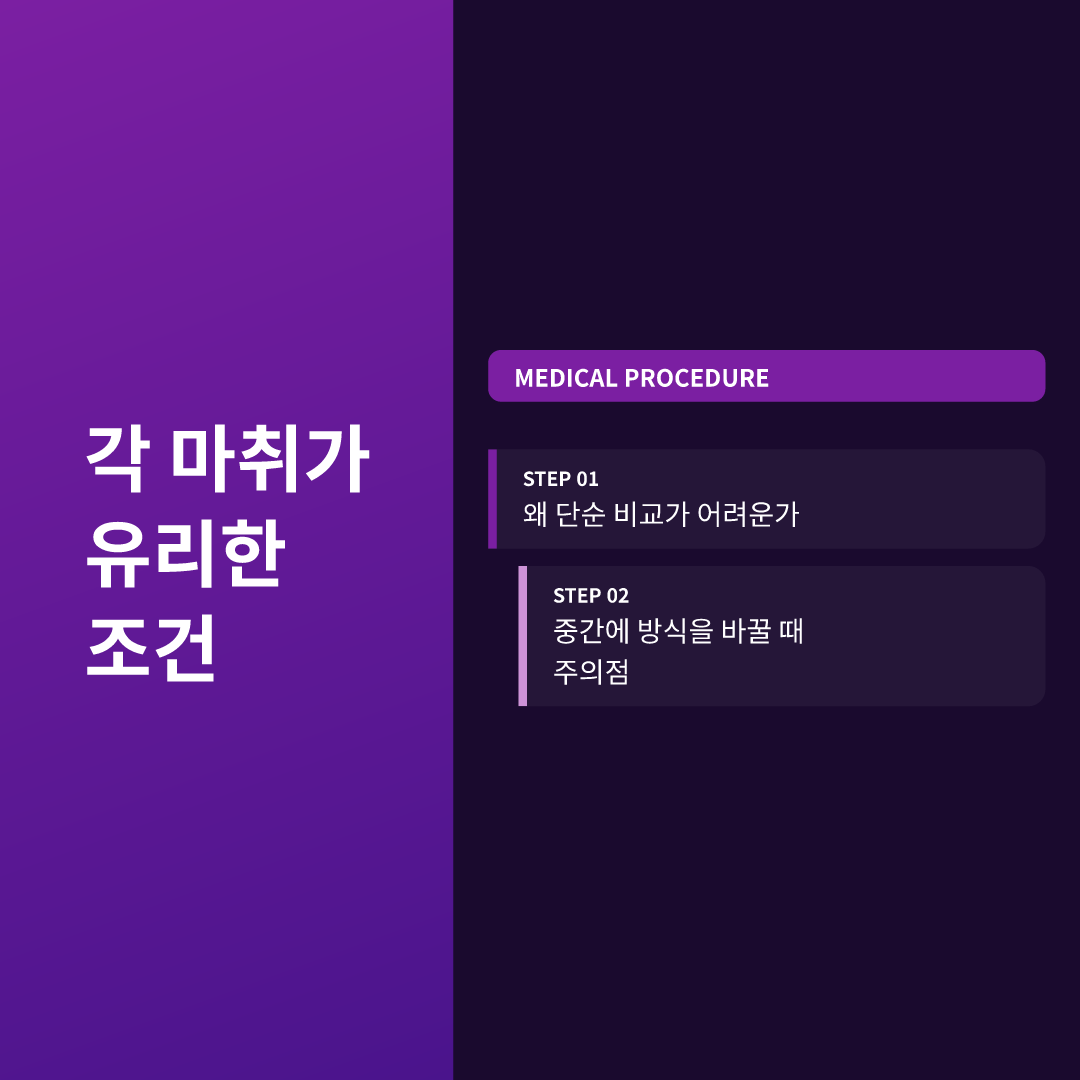 각 마취가 유리한 조건