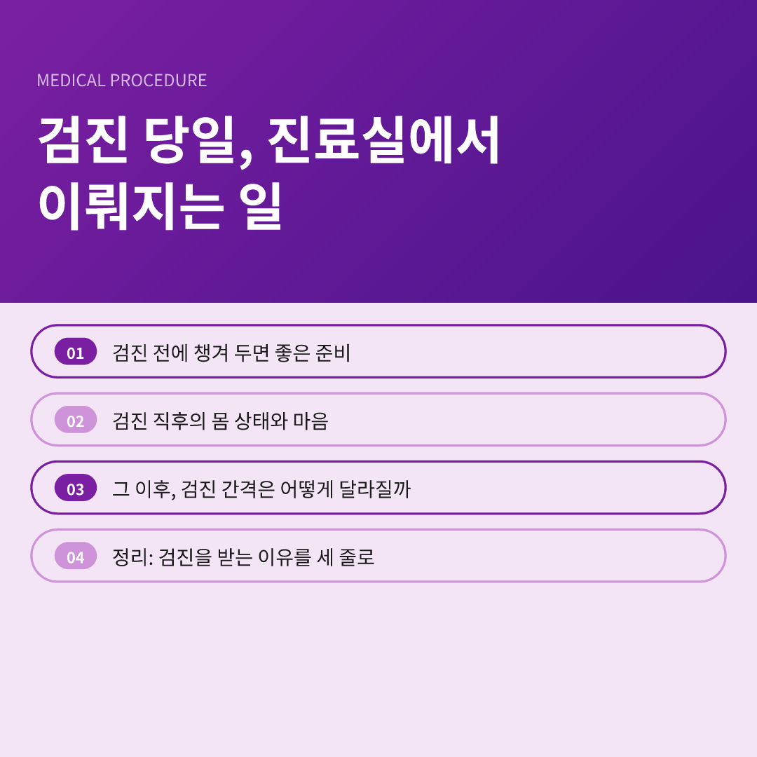 검진 당일, 진료실에서 이뤄지는 일