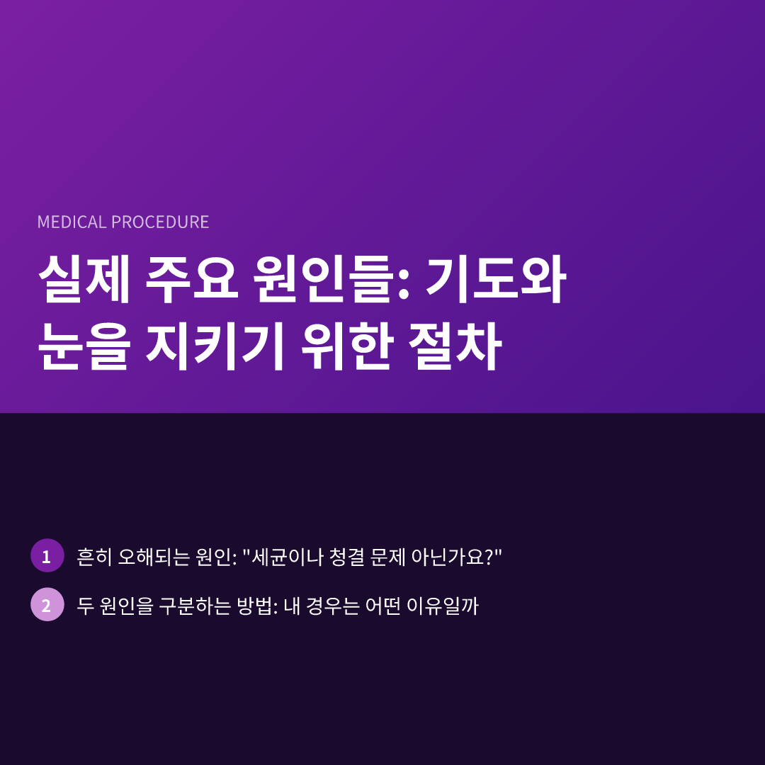 실제 주요 원인들: 기도와 눈을 지키기 위한 절차