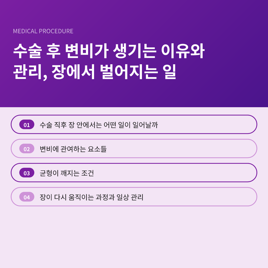 수술 후 변비가 생기는 이유와 관리, 장에서 벌어지는 일 - 수술 후 변비가 생기는 이유와 관리