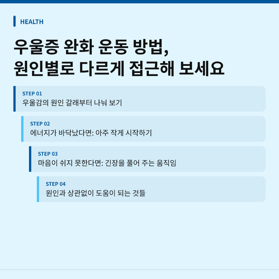 우울증 완화 운동 방법, 원인별로 다르게 접근해 보세요 - 우울증 완화 운동 방법
