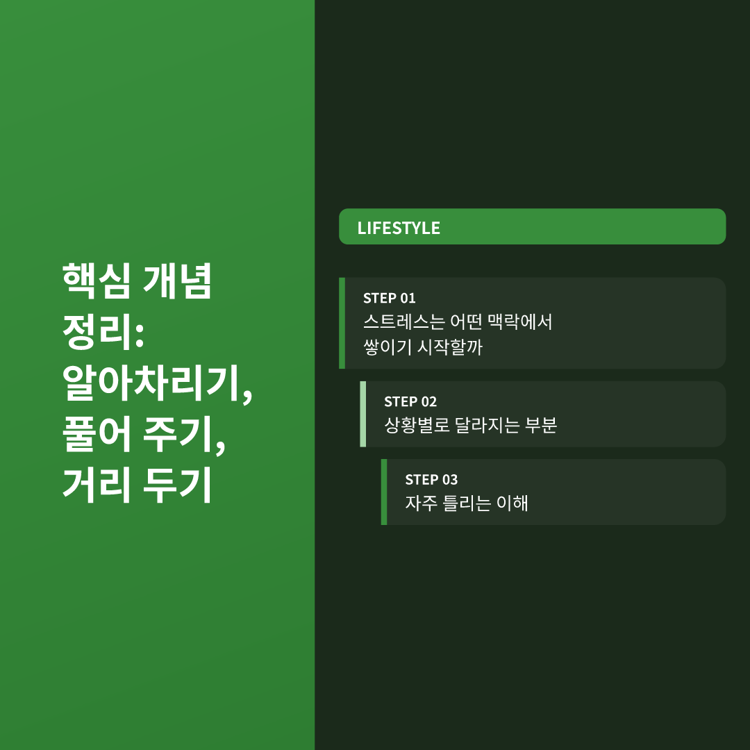 핵심 개념 정리: 알아차리기, 풀어 주기, 거리 두기