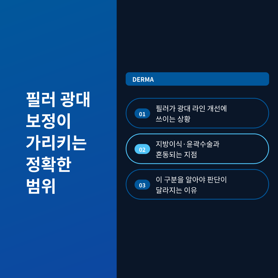 필러 광대 보정이 가리키는 정확한 범위