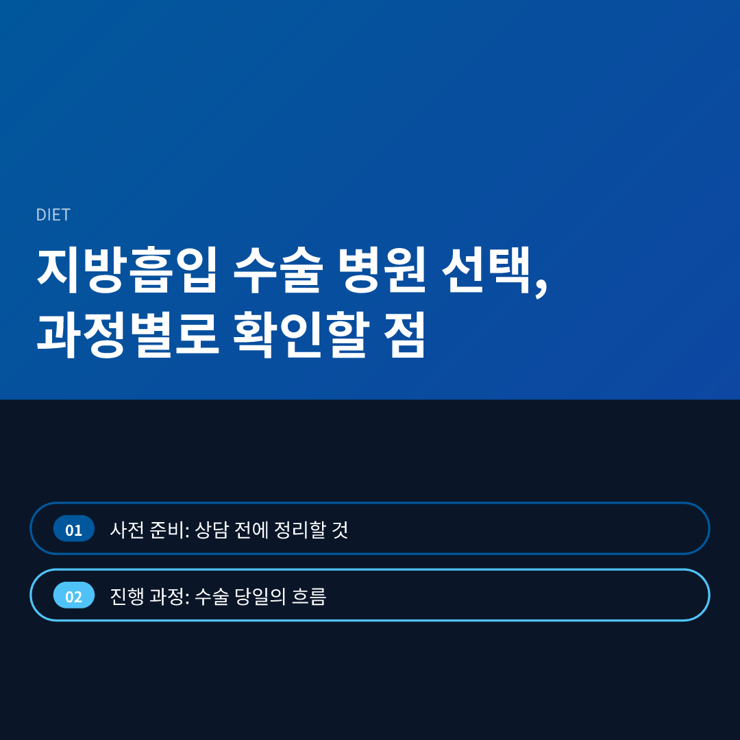 지방흡입 수술 병원 선택, 과정별로 확인할 점 - 지방흡입 수술 병원 선택