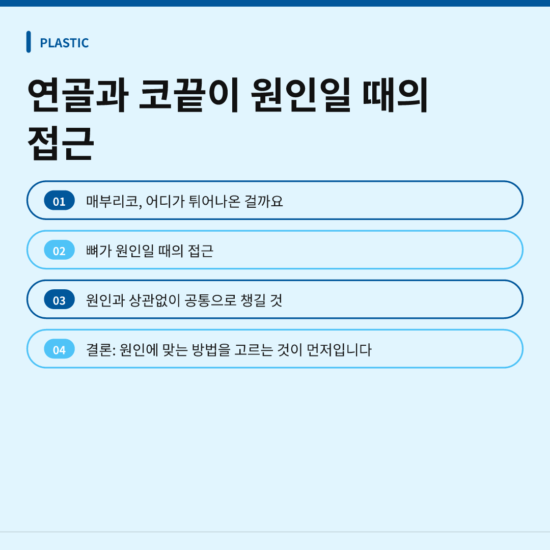 연골과 코끝이 원인일 때의 접근