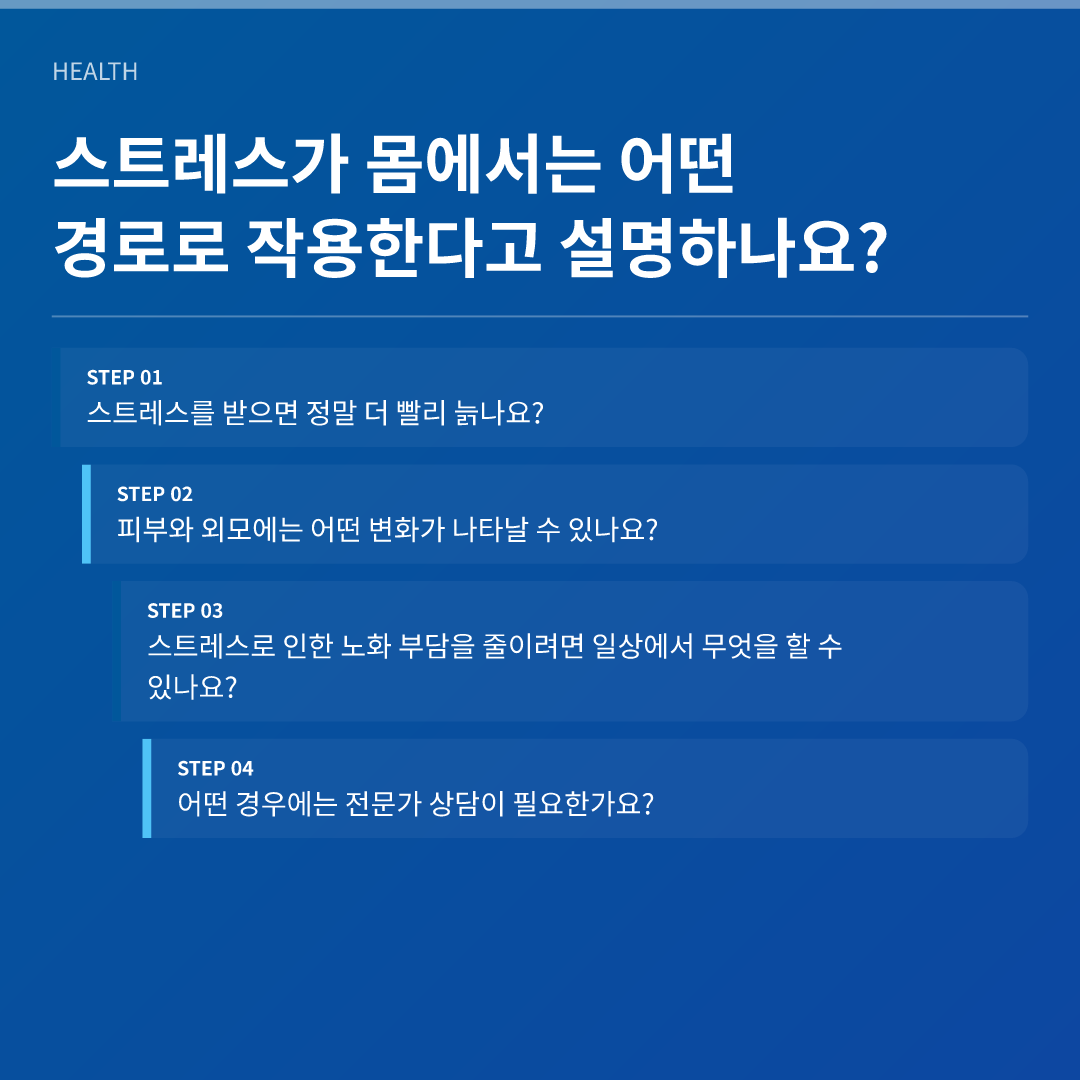 스트레스가 몸에서는 어떤 경로로 작용한다고 설명하나요?