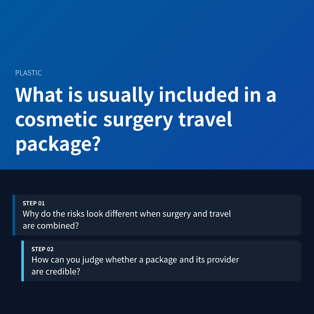 What is usually included in a cosmetic surgery travel package?