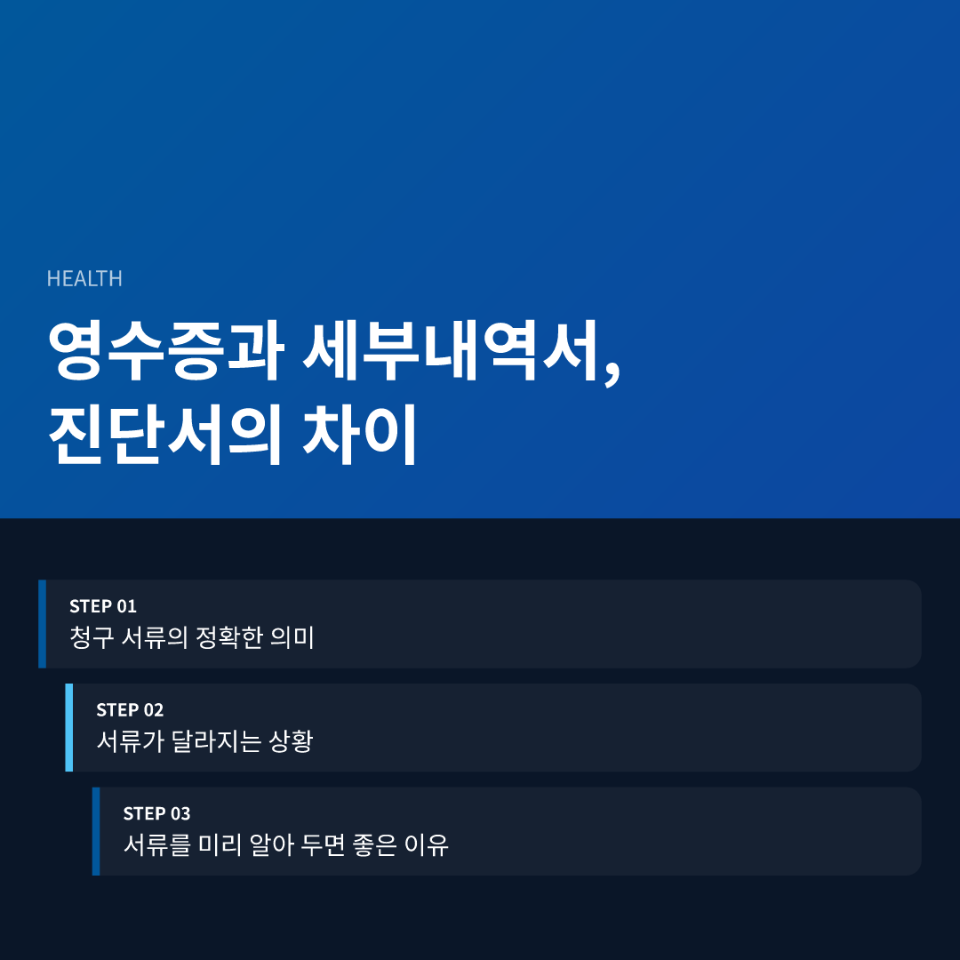 영수증과 세부내역서, 진단서의 차이