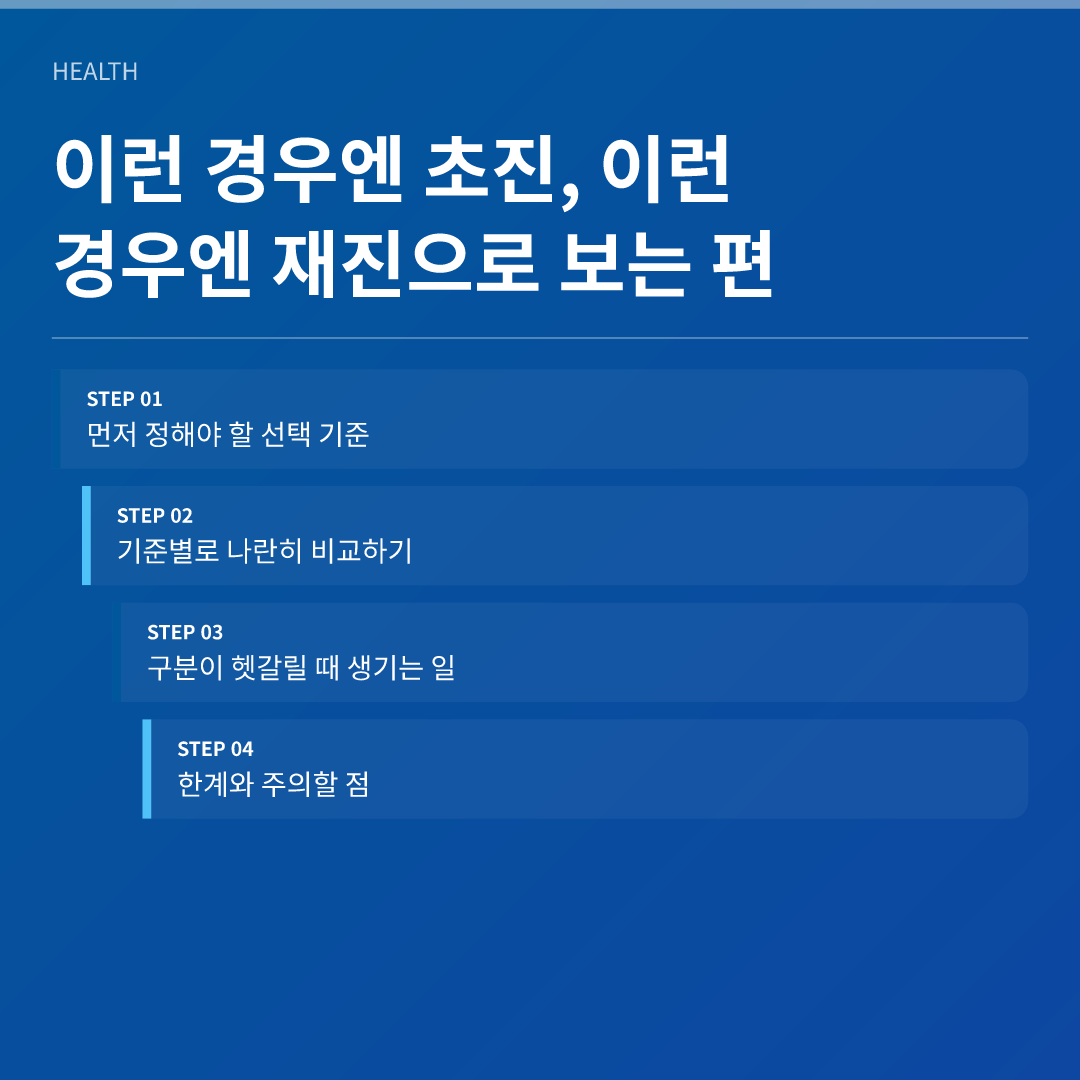 이런 경우엔 초진, 이런 경우엔 재진으로 보는 편