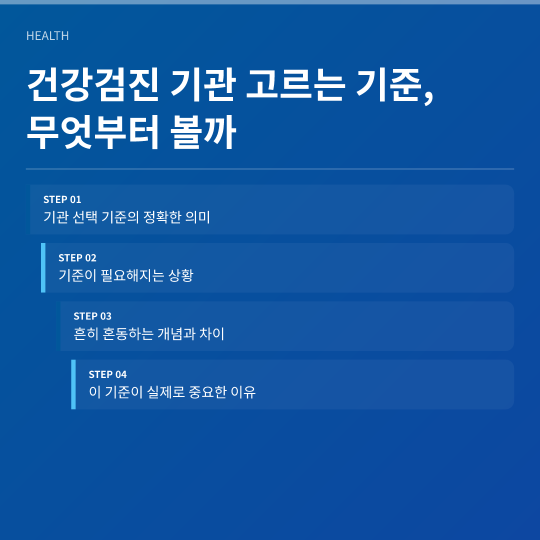 건강검진 기관 고르는 기준, 무엇부터 볼까 - 건강검진 기관 고르는 기준