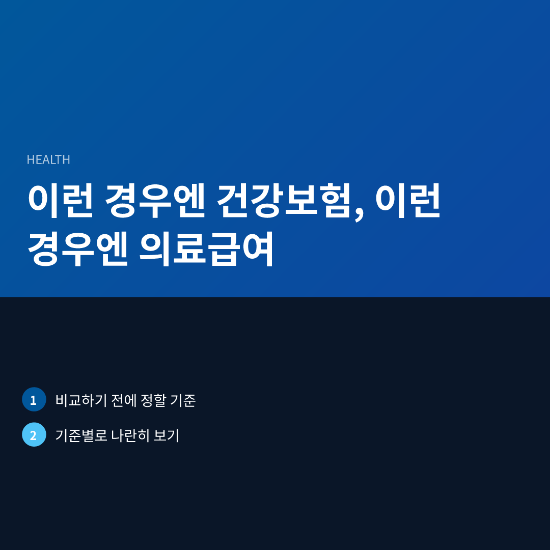 이런 경우엔 건강보험, 이런 경우엔 의료급여