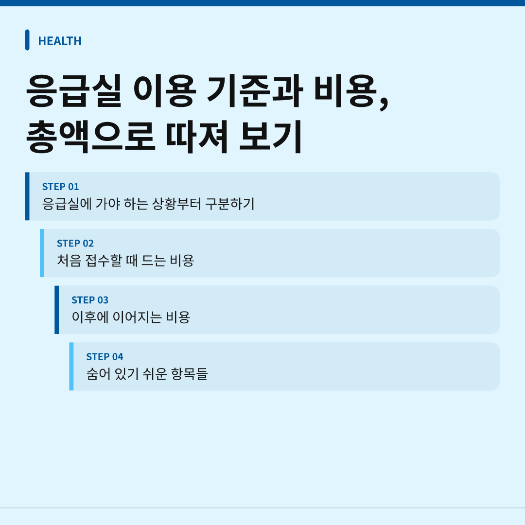 응급실 이용 기준과 비용, 총액으로 따져 보기 - 응급실 이용 기준과 비용