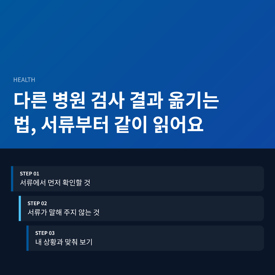 다른 병원 검사 결과 옮기는 법, 서류부터 같이 읽어요 - 다른 병원 검사 결과 옮기는 법