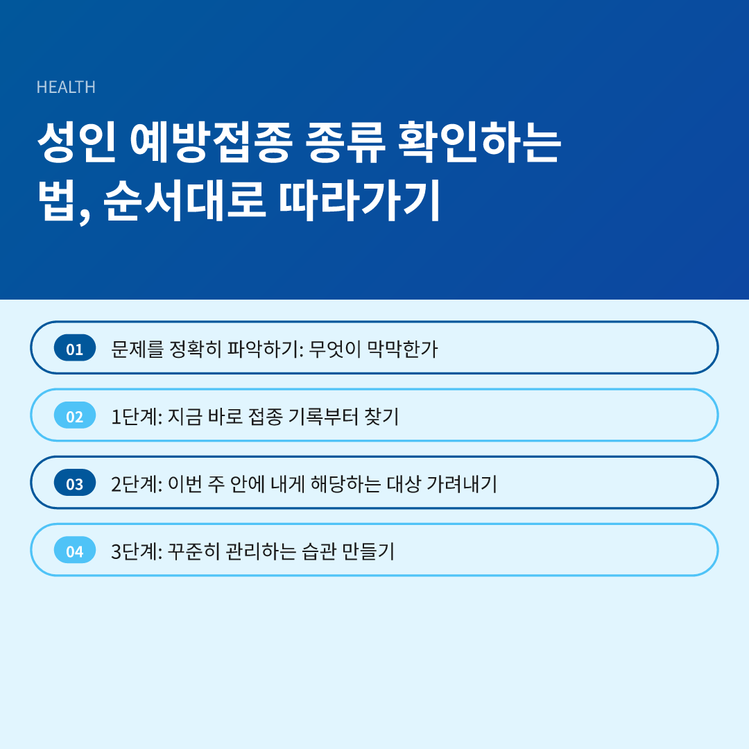 성인 예방접종 종류 확인하는 법, 순서대로 따라가기 - 성인 예방접종 종류 확인하는 법