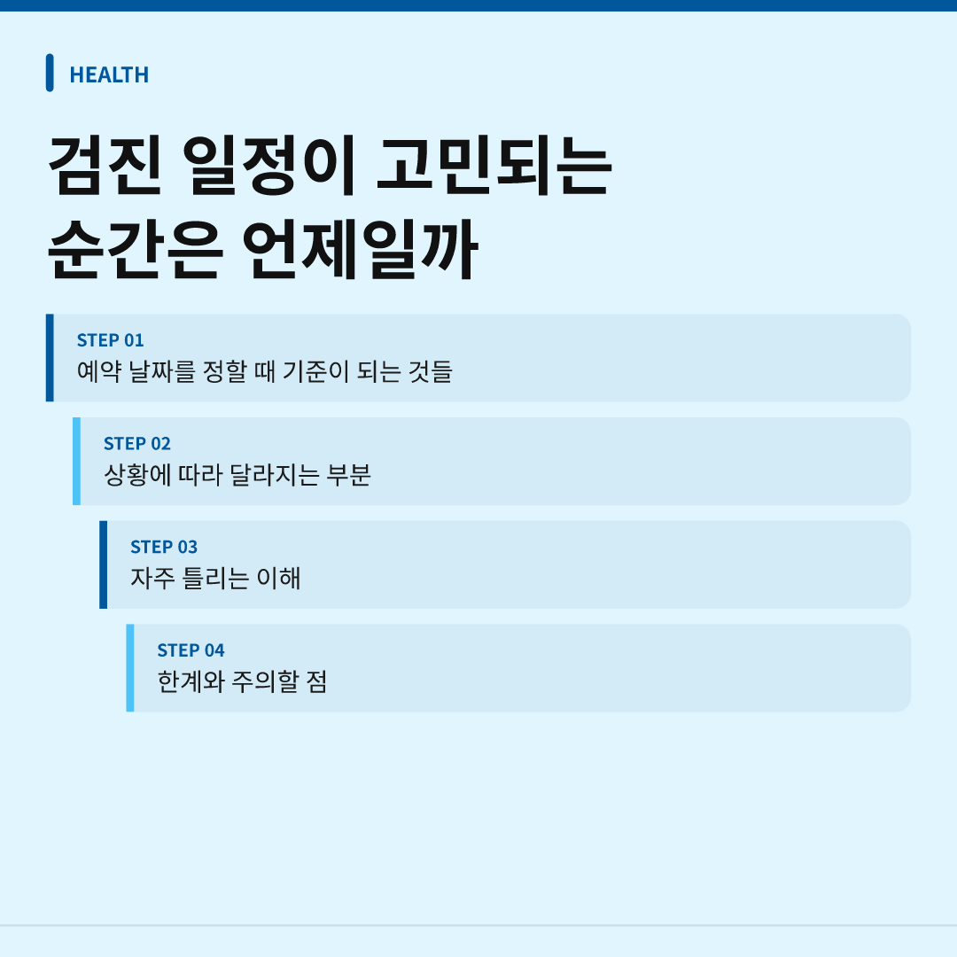 검진 일정이 고민되는 순간은 언제일까