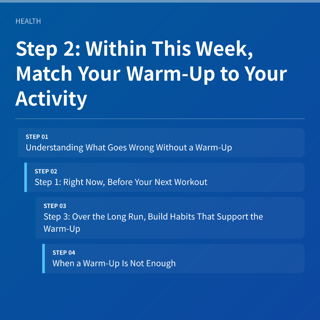 Step 2: Within This Week, Match Your Warm-Up to Your Activity